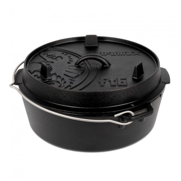 Petromax Feuertopf ft6-t (ohne Füße) Dutch Oven aus Gusseisen - 5,5L Topf & 1,5L Deckel (Pfanne)