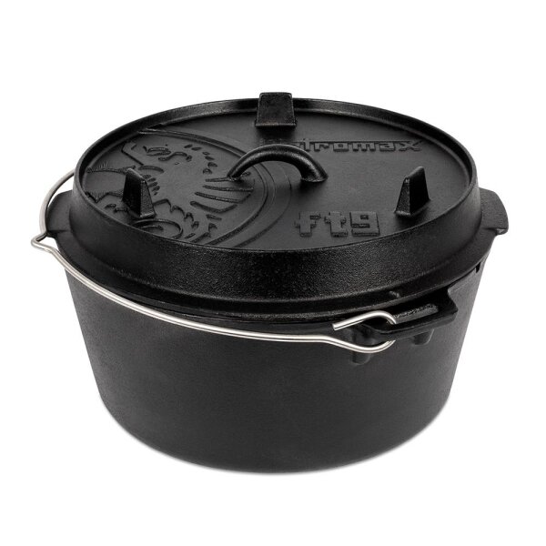 Petromax Feuertopf ft9-t (ohne Füße) Dutch Oven aus Gusseisen - 7,5L Topf & 1,5L Deckel (Pfanne)