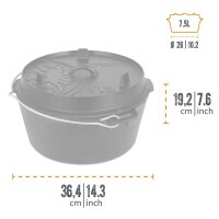 Petromax Feuertopf ft9-t (ohne Füße) Dutch Oven aus Gusseisen - 7,5L Topf & 1,5L Deckel (Pfanne)