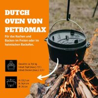 Petromax Feuertopf ft9-t (ohne Füße) Dutch Oven aus Gusseisen - 7,5L Topf & 1,5L Deckel (Pfanne)