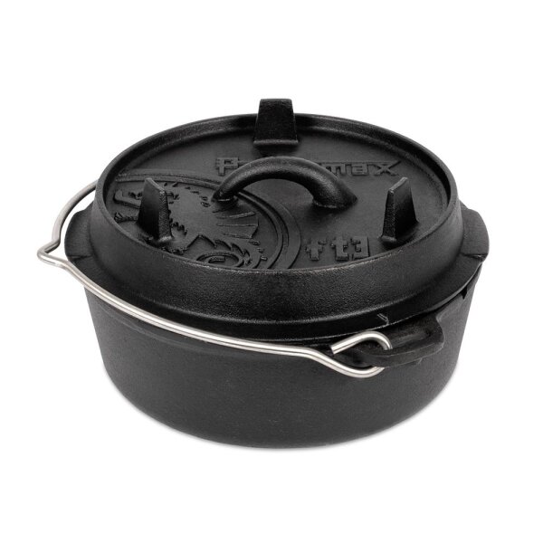 Petromax Feuertopf ft3-t (ohne Füße) Dutch Oven aus Gusseisen - 1,6L Topf & 0,4L Deckel (Pfanne)