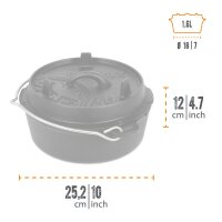 Petromax Feuertopf ft3-t (ohne Füße) Dutch Oven aus Gusseisen - 1,6L Topf & 0,4L Deckel (Pfanne)