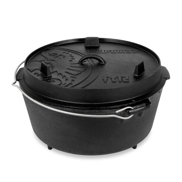 Petromax Feuertopf ft12 Dutch Oven aus Gusseisen - 10,8L Topf & 2L Deckel (Pfanne)