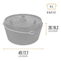 Petromax Feuertopf ft18 Dutch Oven aus Gusseisen - 16,1L...