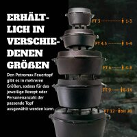 Petromax Feuertopf ft18 Dutch Oven aus Gusseisen - 16,1L Topf & 2L Deckel (Pfanne)