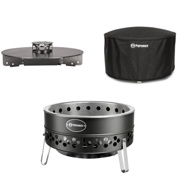 Petromax Feuerschale Tyropit Black Edition inkl. Grillplatte und Abdeckhaube
