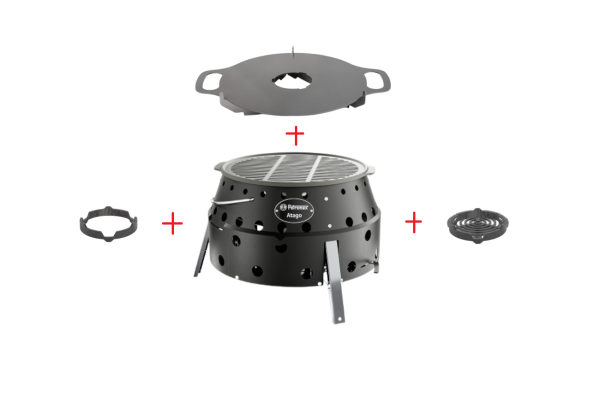 Petromax Atago Black Edition inkl. Grillplatte, Einsatz und Kochaufsatz