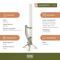Gardenflare Klassik Feuerrohr Edelstahl silber