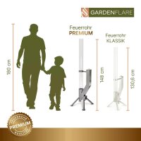 Gardenflare Premium Feuerrohr Edelstahl silber