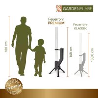 Gardenflare Premium Feuerrohr Edelstahl schwarz