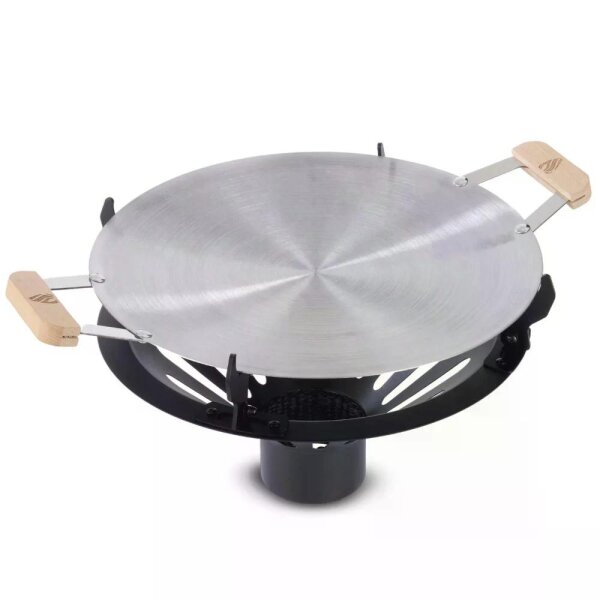 Gardenflare Grillaufsatz mit Outdoor Grillpfanne für das Klassik Feuerrohr