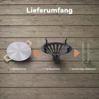 Gardenflare Grillaufsatz mit Outdoor Grillpfanne für das Klassik Feuerrohr