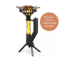 Gardenflare Grillaufsatz mit Outdoor Grillpfanne für das Klassik Feuerrohr