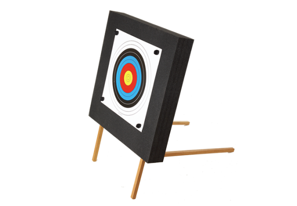 EK Archery Pfeilfangmatte 60x60x10 cm inkl. Holzständer, Zielscheibe und 4 Pins